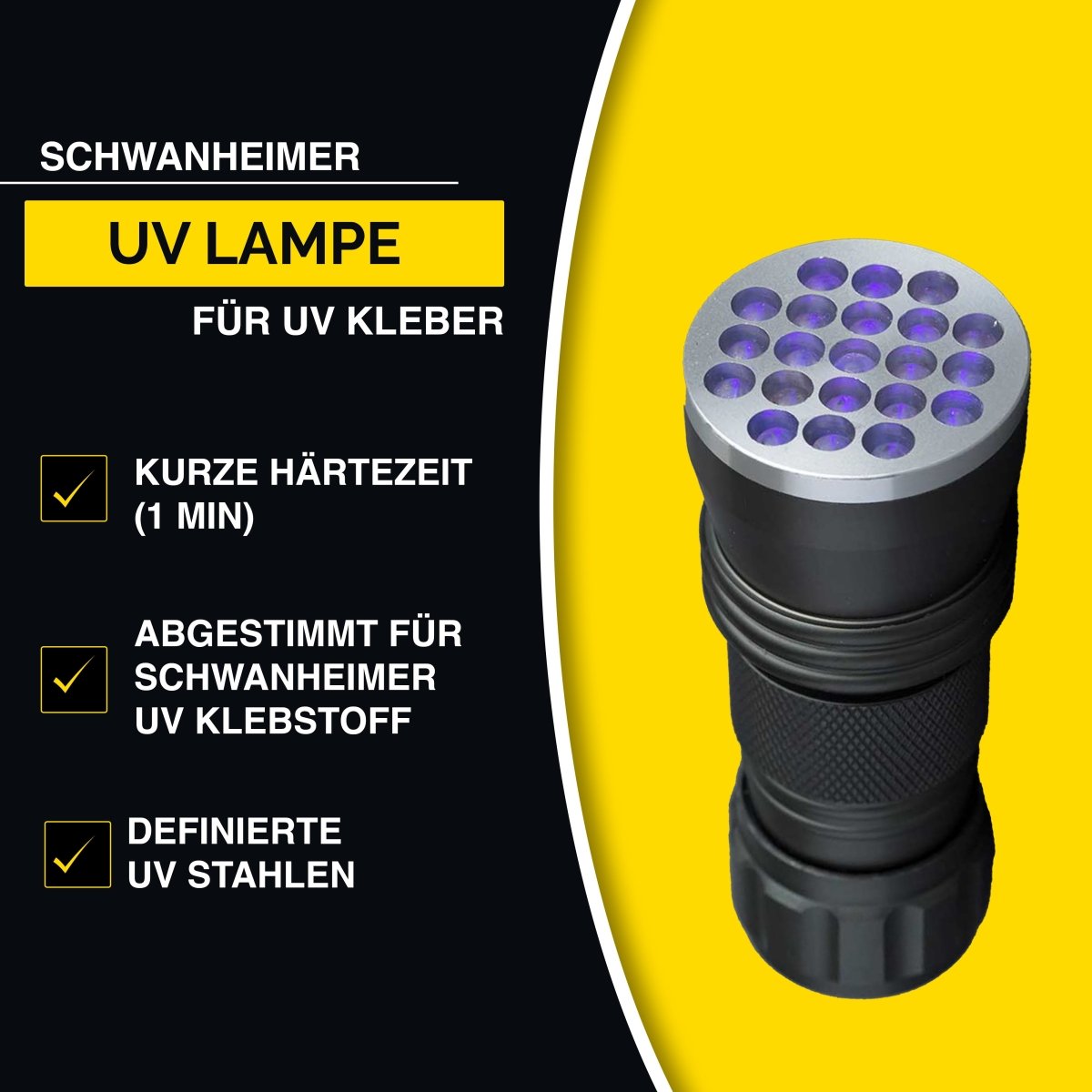 Schwanheimer LED UV Lampe - Leistungsstarker UV-Klebstoff trockner für schnelle Aushärtung - UV Lampe für Kleber 325nm