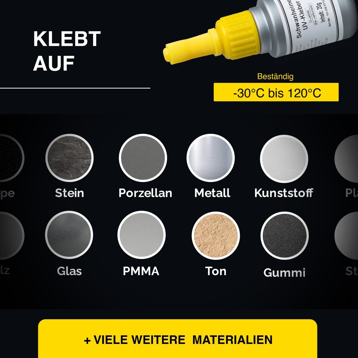 Schwanheimer UV Kleber - extra Stark, kurze Härtezeiten & exakte Verarbeitung - glasklarer UV Kleber mit UV Lampe für Glas, Acryglas, Metalle uvm.